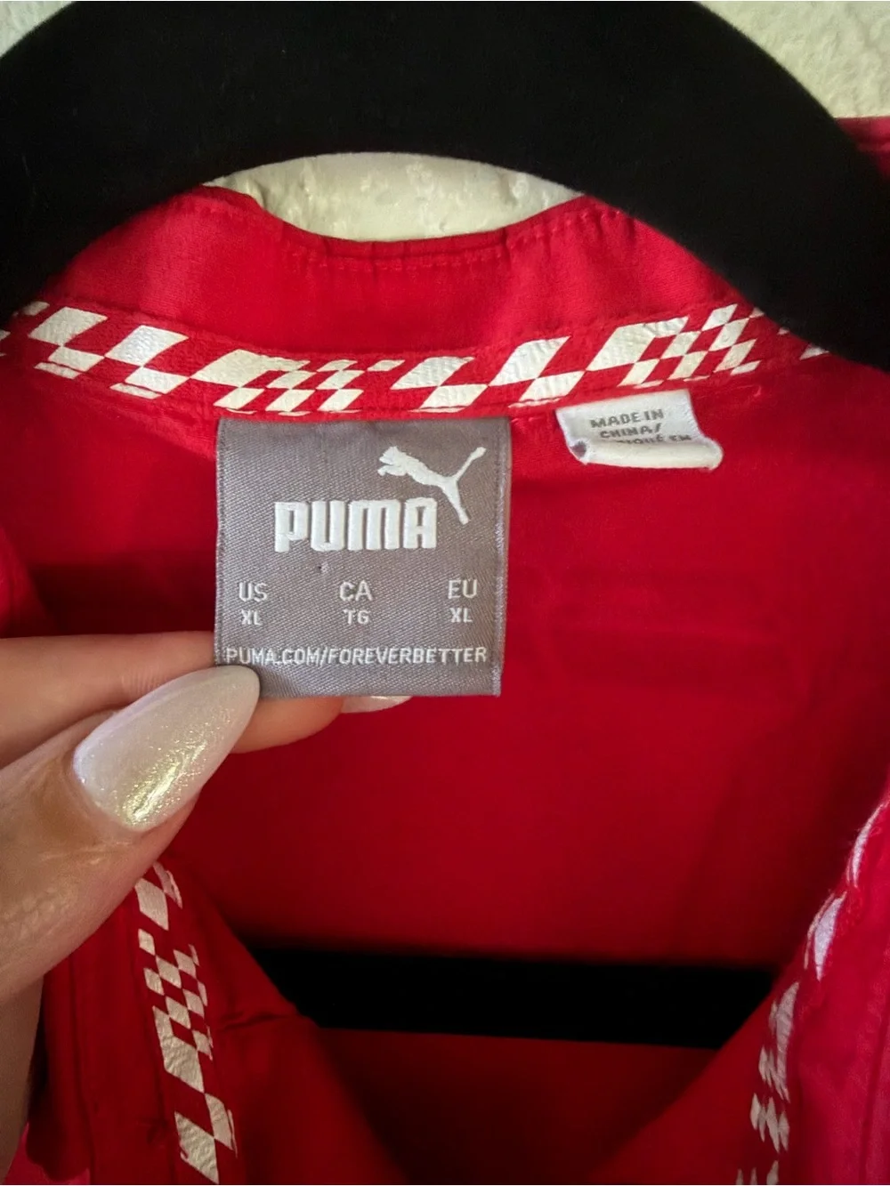 Puma Ferrari Red Short-Sleeve Button Down Shirt with Italian Stripe - Picture 2 of 4